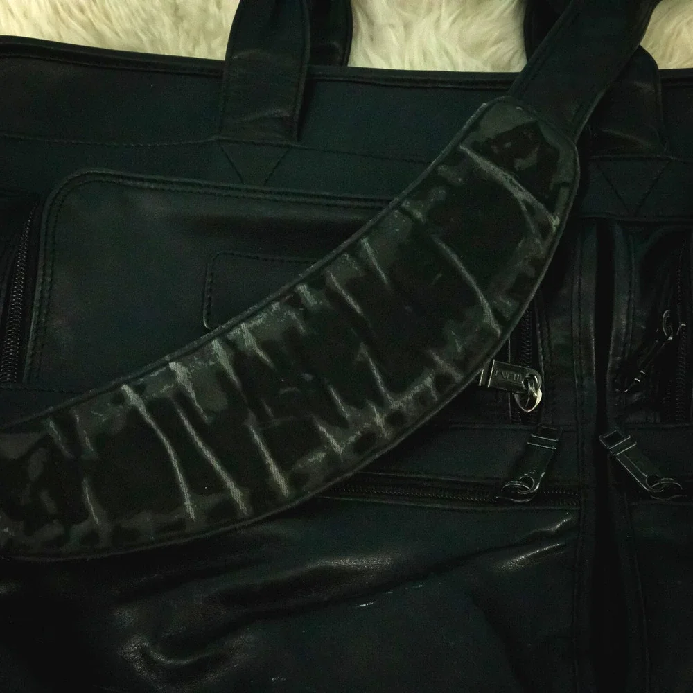 Tumi Black Alpha Napa Leather Padded Laptop Briefcase Bag Business Career 9624D3